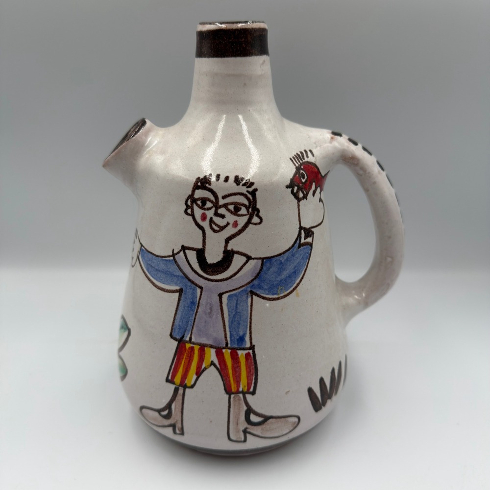 De Simone Italy Hand Painted Pottery Pitcher Folk Art Ceramic Jug Signed 08 - Picture 3 of 7